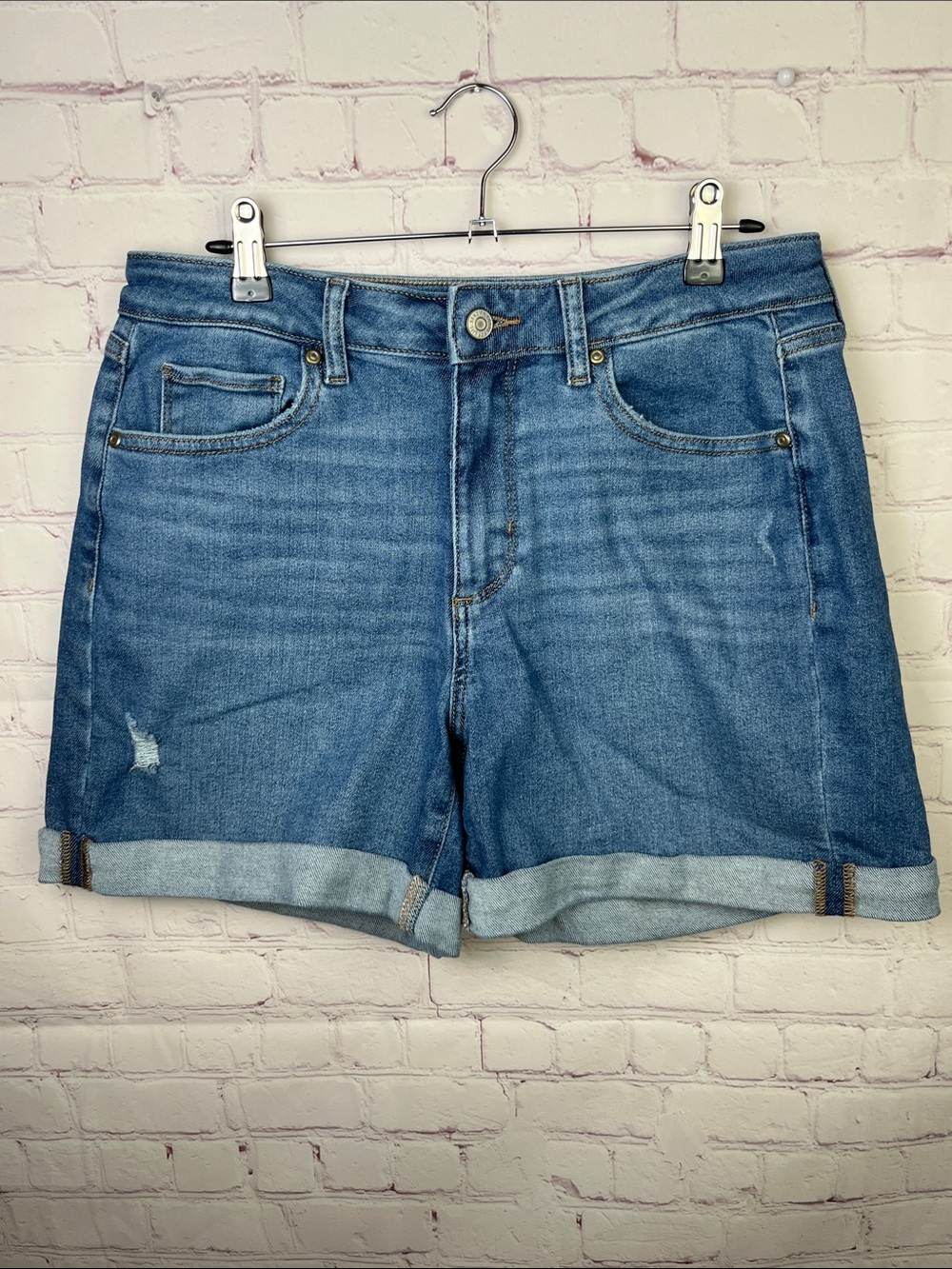 Sonoma Curvy Mid Rise Roll Cuff Denim Jean Shorts